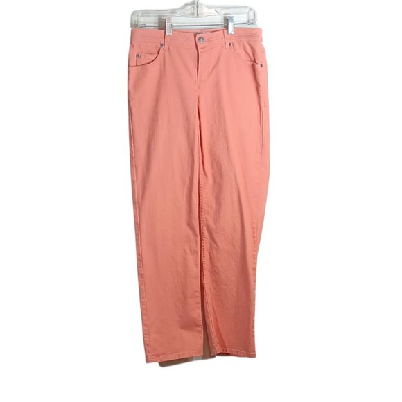 Liz Claiborne Straight Leg Jeans Womens 6 Pink Mid Rise Stretch Denim Y2K Style - Picture 1 of 5